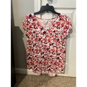 NWOT Liz Claiborne Floral Blouse With Ruffle Sleeves
